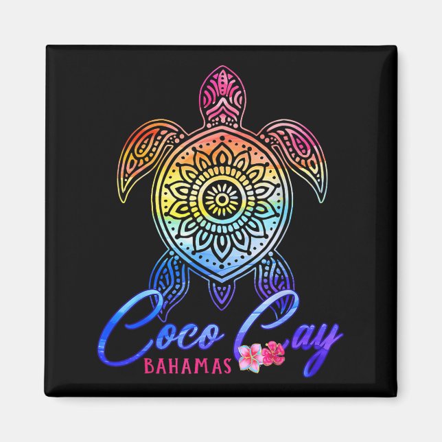 Coco cay tie dye sea turtle  magnet (Front)