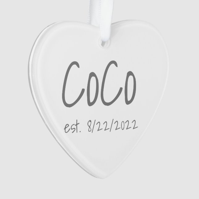 CoCo Established Date Personalised Acrylic Ornament (Front)
