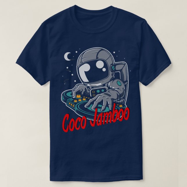 Coco Jambo Astronaut Cartoon Playing Dj Premium T- T-Shirt (Design Front)