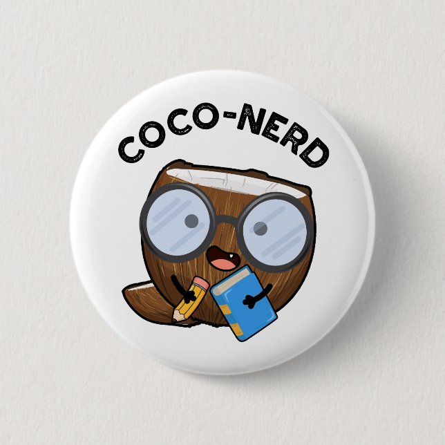 Coco-nerd Funny Fruit Coconut Pun  6 Cm Round Badge (Front)