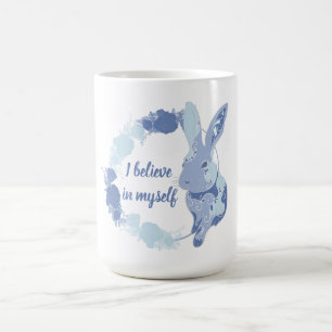 Coco the Bunny Sticker “I Believe in Myself” Blue Coffee Mug