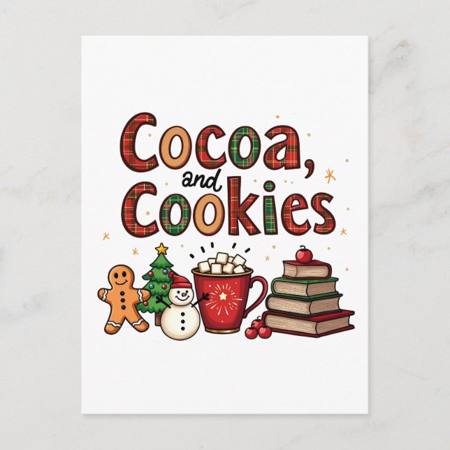 Cocoa and Cookies Christmas Lovers Postcard (Front)