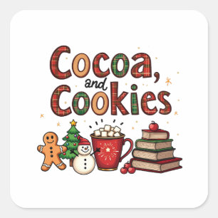 Cocoa and Cookies Christmas Lovers Square Sticker