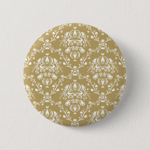 Cocoa and Cream Damask 6 Cm Round Badge