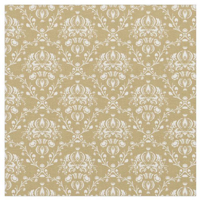 Cocoa and Cream Damask Fabric (Close Up)