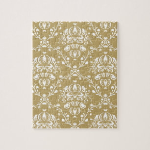 Cocoa and Cream Damask Jigsaw Puzzle
