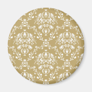 Cocoa and Cream Damask Magnet