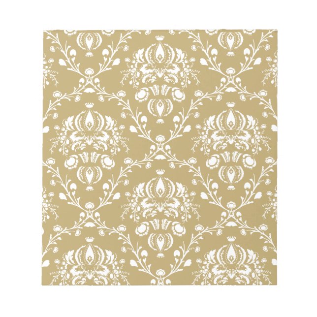 Cocoa and Cream Damask Notepad (Front)