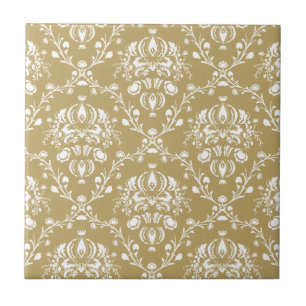 Cocoa and Cream Damask Tile