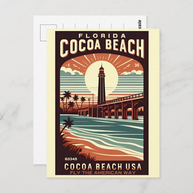 Cocoa Beach City Florida coast line gifts Postcard (Front/Back)