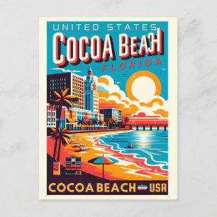 Cocoa Beach City Florida coast line gifts Postcard
