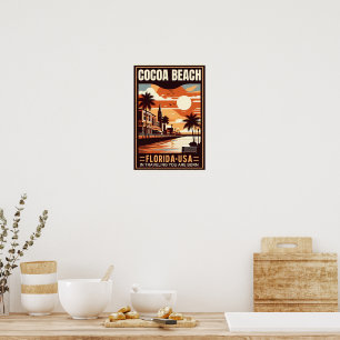 Cocoa Beach City Florida coast line gifts Poster