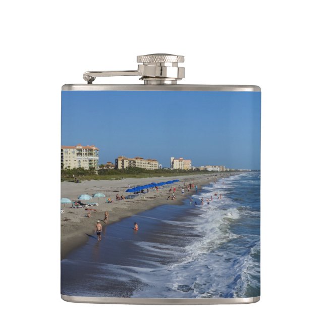 Cocoa Beach Coastline Hip Flask (Front)