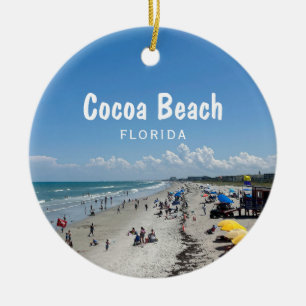 Cocoa Beach, Florida beach scene photo Ceramic Tree Decoration