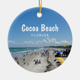 Cocoa Beach, Florida beach scene photo Ceramic Tree Decoration