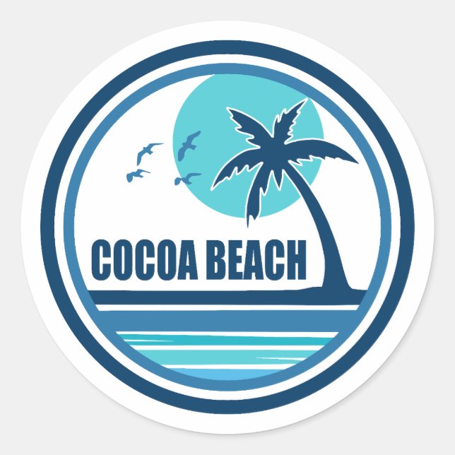 Cocoa Beach Florida Palm Tree Birds Classic Round Sticker (Front)