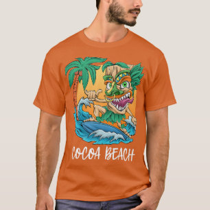 Cocoa Beach Florida Palm Tree Surfing Beach Vacati T-Shirt