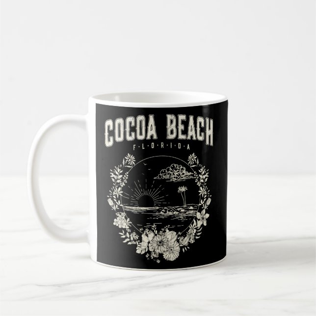 Cocoa Beach Florida Palm Trees Beach Coffee Mug (Left)