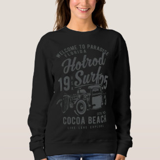 Cocoa Beach Florida Retro Hotrod Surf Distressed Sweatshirt