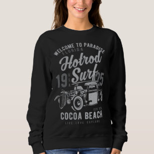 Cocoa Beach Florida Retro Hotrod Surf Distressed Sweatshirt