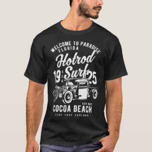 Cocoa Beach Florida Retro Hotrod Surf Distressed   T-Shirt