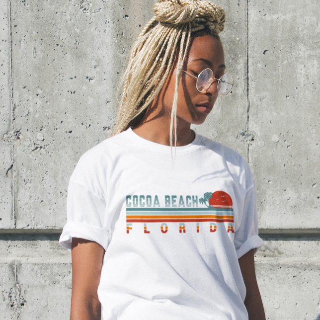 Cocoa Beach Florida Retro Sunset Souvenirs 60s T-Shirt (Creator Uploaded)