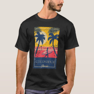 Cocoa Beach Florida Retro Surfer Distressed Design T-Shirt
