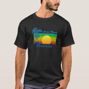 Cocoa Beach Florida Retro Tropical Beach Sunset T-Shirt