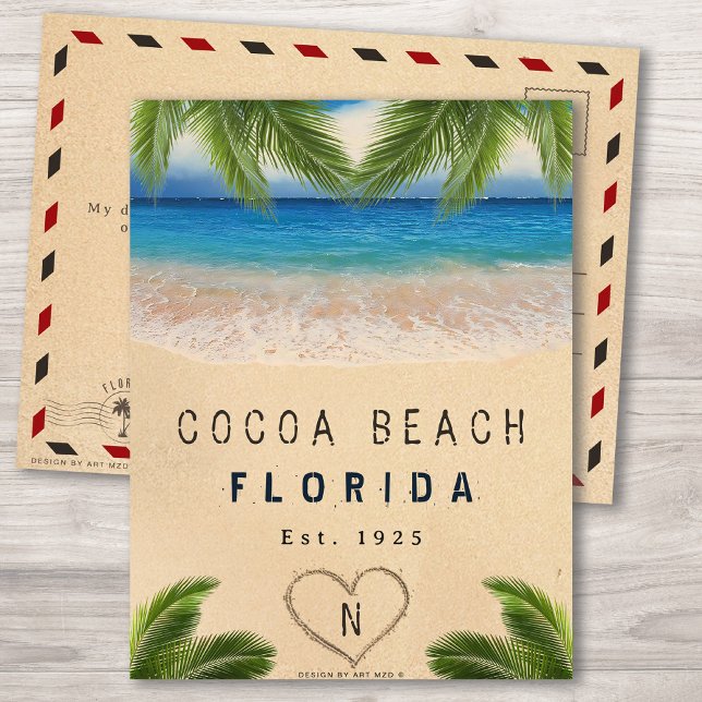 Cocoa Beach Florida Sand Tropical Palm Leaves Postcard (Creator Uploaded)