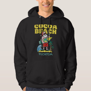 COCOA BEACH FLORIDA Santa Christmas Surfing Hoodie