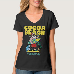 COCOA BEACH FLORIDA Santa Christmas Surfing T-Shirt
