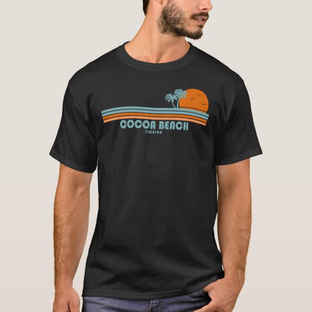 Cocoa Beach Florida Sun Palm Trees T-Shirt (Front)
