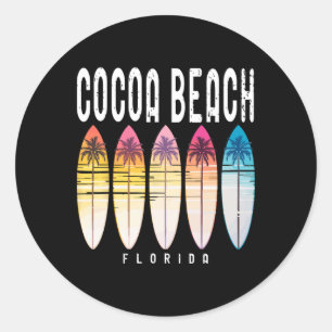 Cocoa Beach Florida Surfboard Women Men  Classic Round Sticker