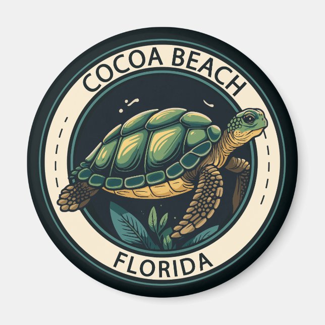 Cocoa Beach Florida Turtle Badge Magnet (Front)
