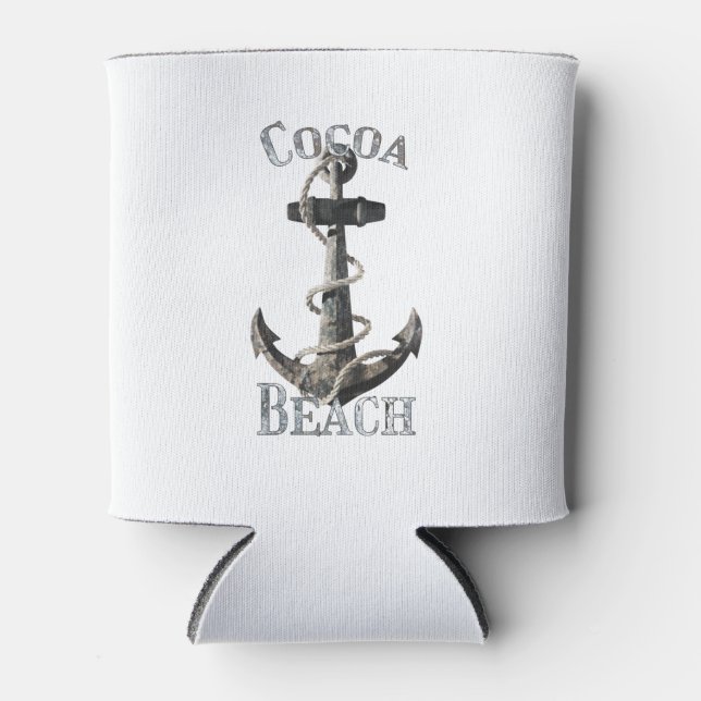 Cocoa Beach Florida Vacation Nautical Anchor Can Cooler (Front)