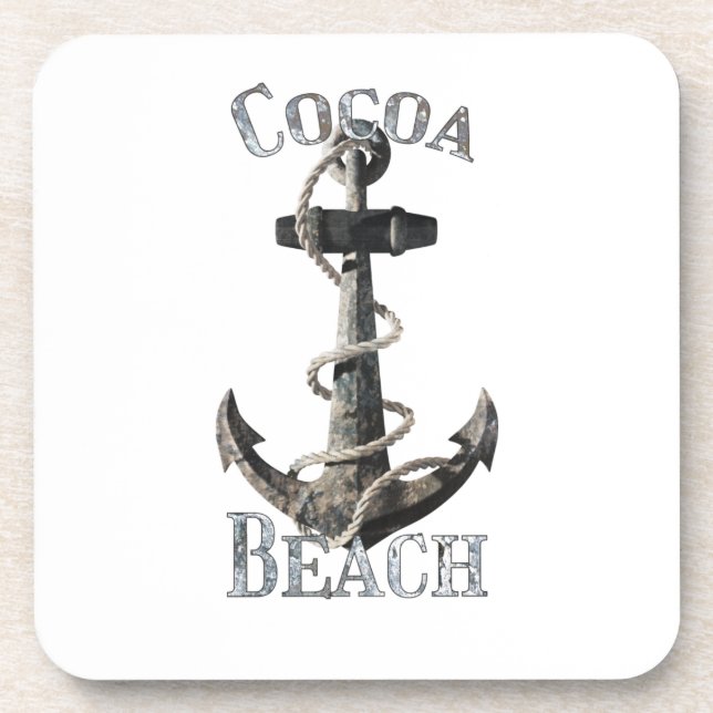 Cocoa Beach Florida Vacation Nautical Anchor Coaster (Front)