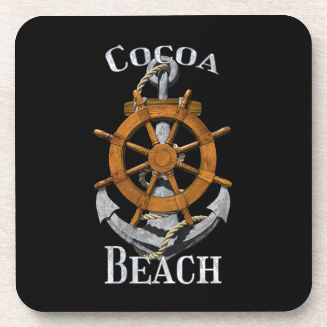 Cocoa Beach Florida Vacation Nautical Anchor Helm Coaster (Front)