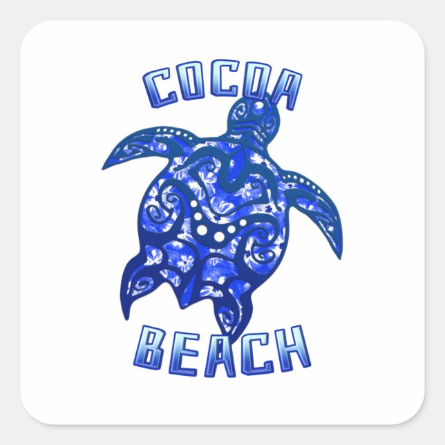 Cocoa Beach Florida Vacation Tribal Turtle Square Sticker (Front)