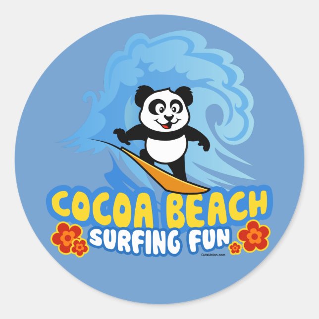 Cocoa Beach Surfing Fun Classic Round Sticker (Front)