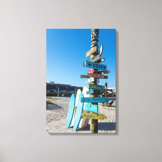 Cocoa Beach Tiki Totem Canvas Print (Front)