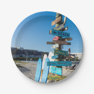 Cocoa Beach Tiki Totem Paper Plate