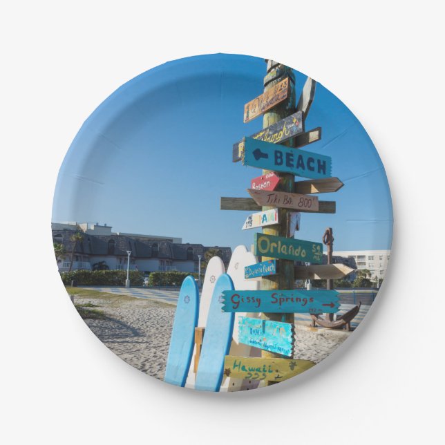 Cocoa Beach Tiki Totem Paper Plate (Front)