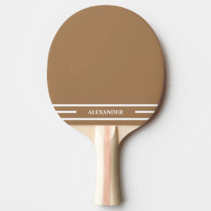 Cocoa Brown and White Ping Pong Paddle with Name