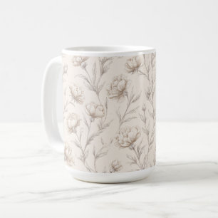 Cocoa Brown Cream Floral Coffee Mug