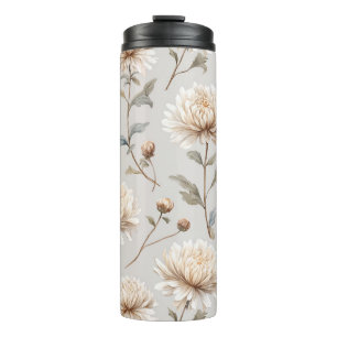 Cocoa Brown Cream Floral  Thermal Tumbler