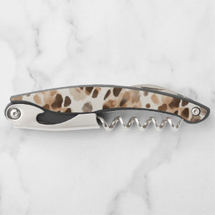 Cocoa Brown Cream Leopard Animal Print Corkscrew