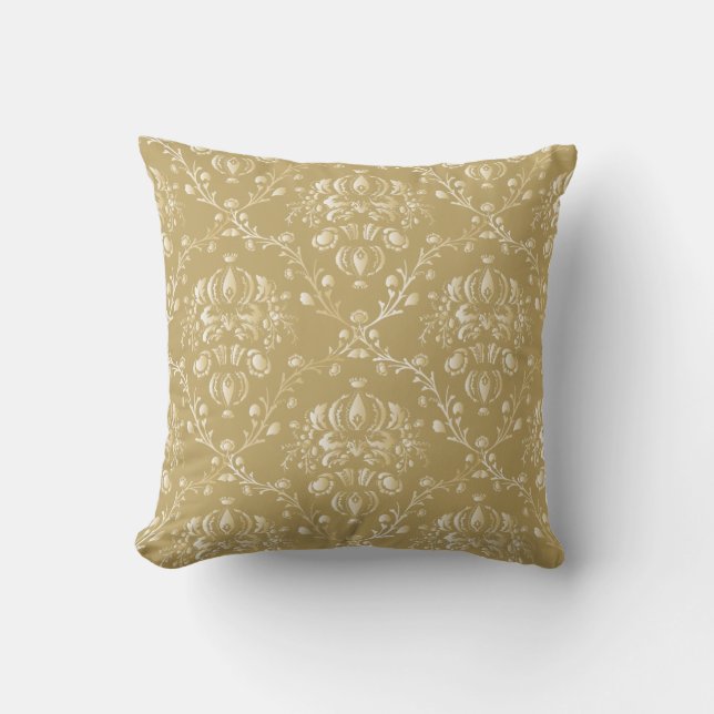 Cocoa Brown Damask Cushion (Front)