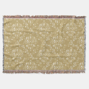 Cocoa Brown Damask Throw Blanket