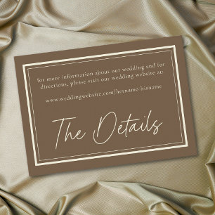 Cocoa Brown Minimalist Frame Wedding Enclosure Card