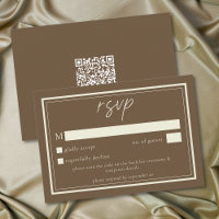 Cocoa Brown Minimalist Frame Wedding QR Code